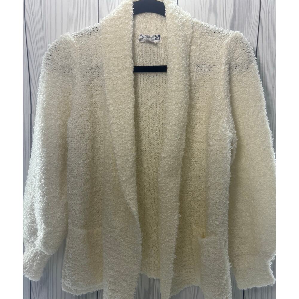 Vintage Adela Joyce Acrylic/Wool Blend Curly Open Cardigan Hong Kong Small